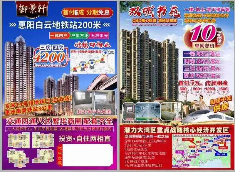 惠阳淡水白云站地铁口《御景轩》小产权房 原始户型 学区房